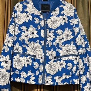 Banana Republic Blue and White Floral Bomber Jacket